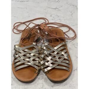 American Eagle Outfitters Womens Gladiator Sandals Size 9 Metallic Gold Open Toe